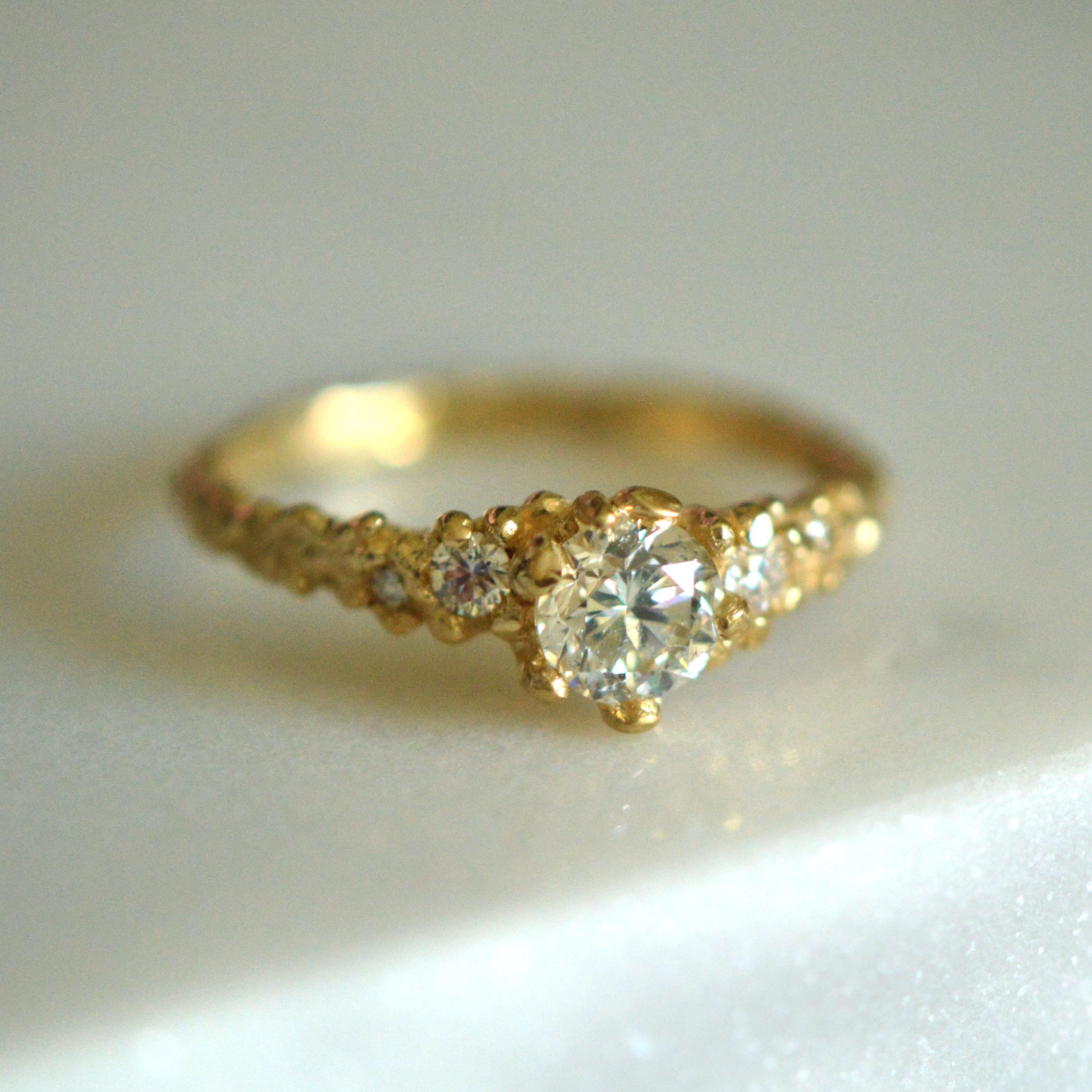 Solid 18 Carat Gold Earth Diamond Ring by Lucy Stopes-Roe For Sale 3