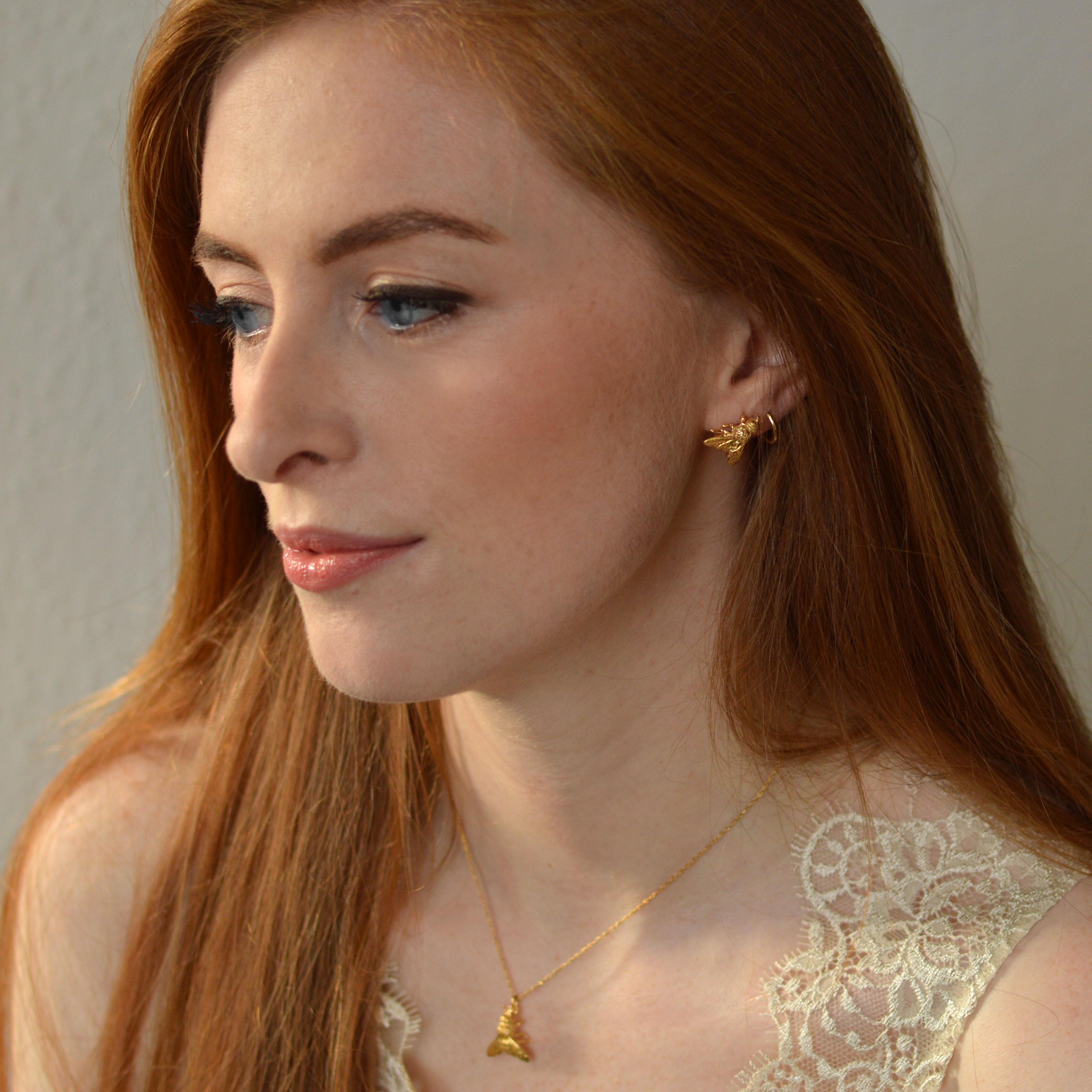 This detailed and life sized honey bee pendant is cast in solid 18 Carat gold and finished by hand, and is created from Lucy's original hand-sculpted design. 

This bee pendant is made in London, United Kingdom using recycled or fairtrade Gold.