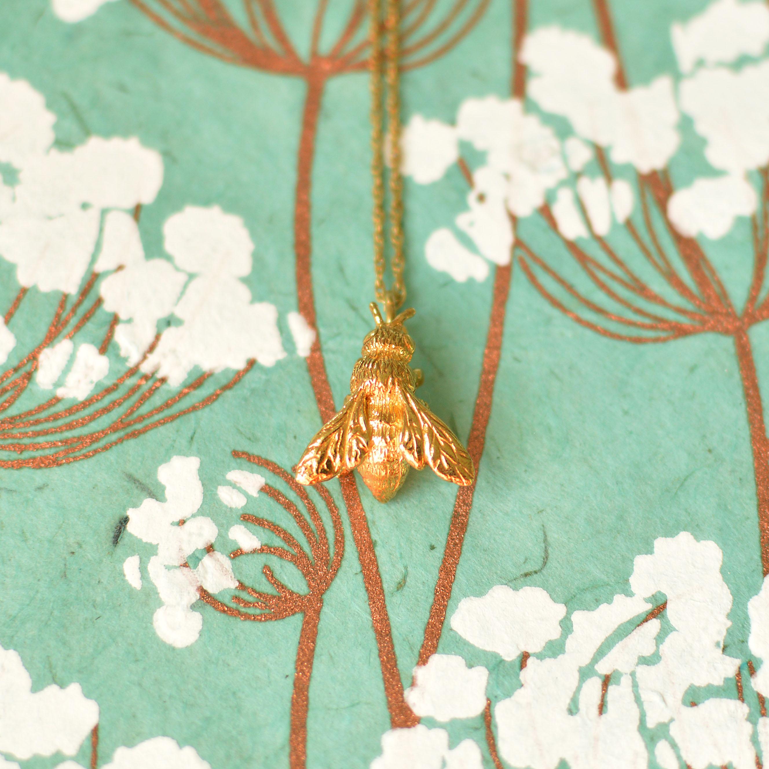 Solid 18 Carat Gold Honey Bee Pendant by Lucy Stopes-Roe For Sale 2
