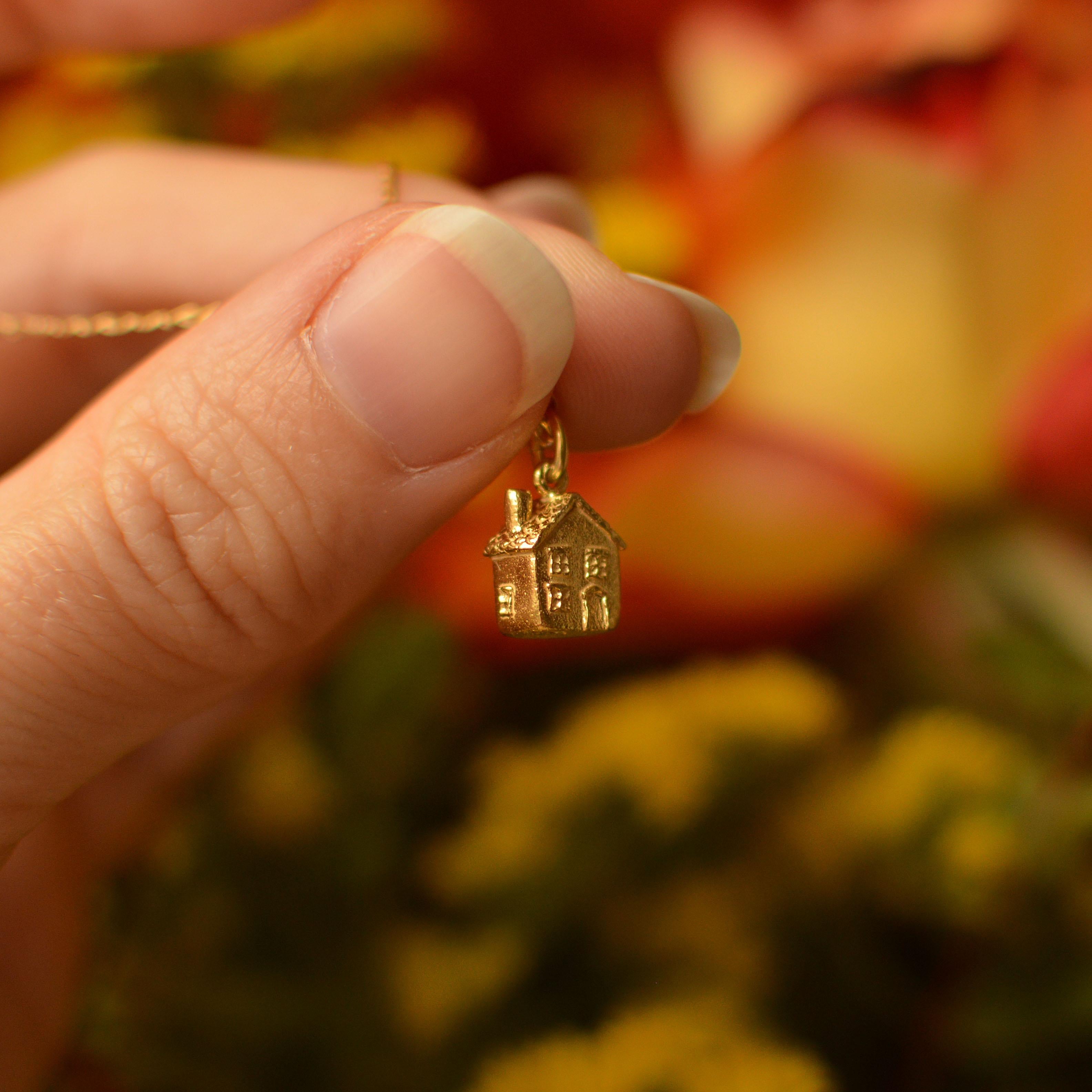 Solid 18 Carat Gold Littlest Cottage Pendant By Lucy Stopes-Roe For Sale 1