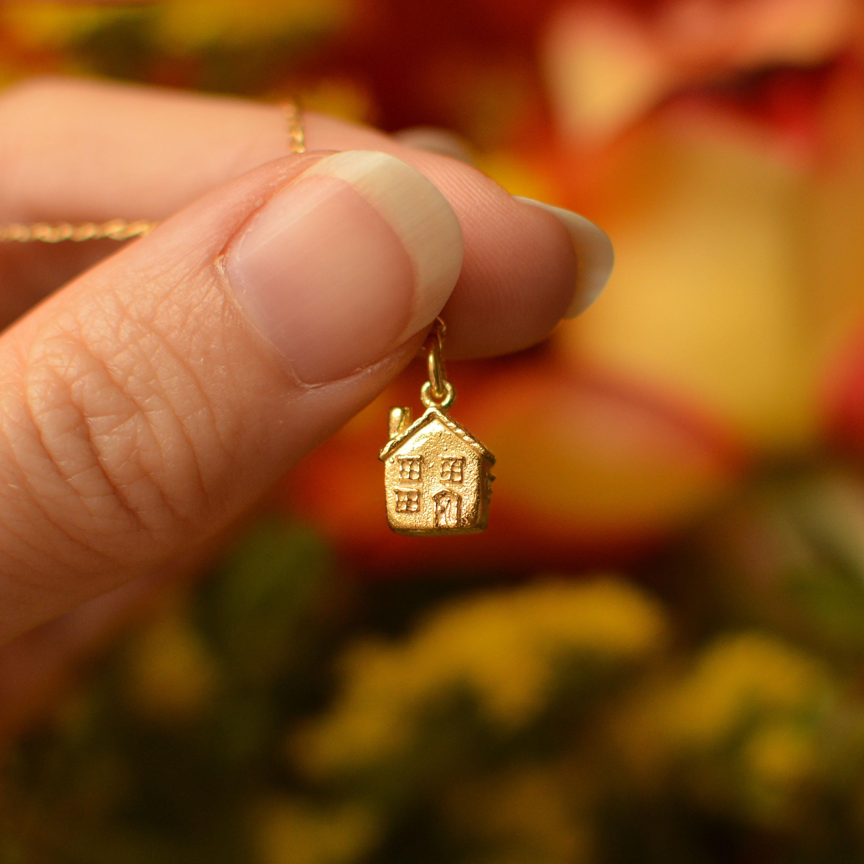Solid 18 Carat Gold Littlest Cottage Pendant By Lucy Stopes-Roe For Sale 5