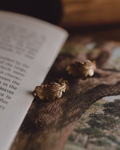Solid 18 Carat Gold Oak Leaf Earrings by Lucy Stopes-Roe