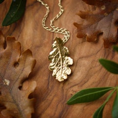 Solid 18 Carat Gold Oak Leaf Pendant