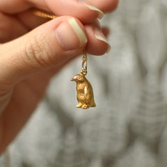 Solid 18 Carat Gold Penguin Pendant By Lucy Stopes-Roe