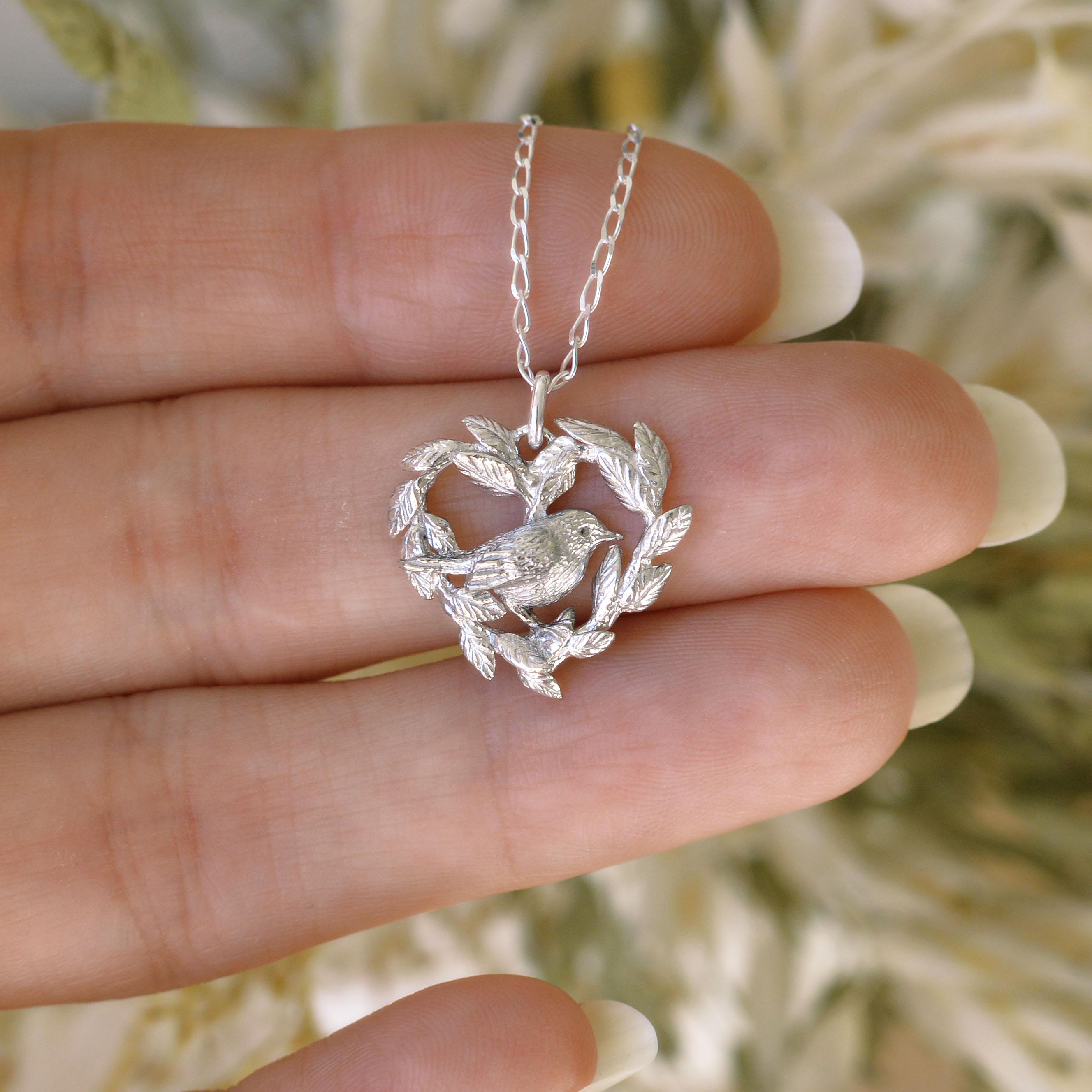 Solid 18 Carat Gold Robin Heart Pendant by Lucy StopesRoe For Sale at