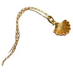 Solid 18 Carat Gold Scallop Shell Pendant by Lucy Stopes-Roe