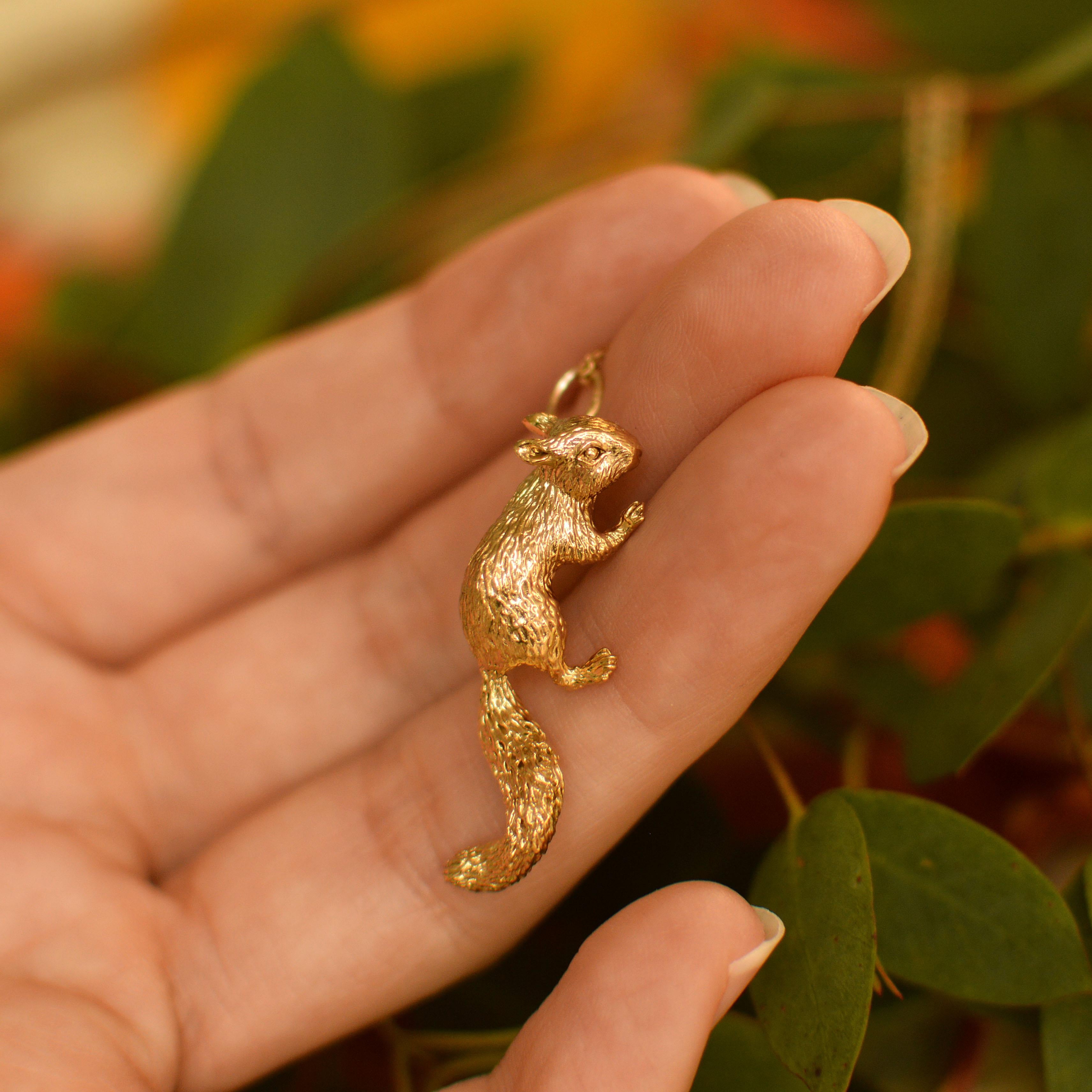 Solid 18 Carat Gold Squirrel Pendant by Lucy Stopes-Roe For Sale 2