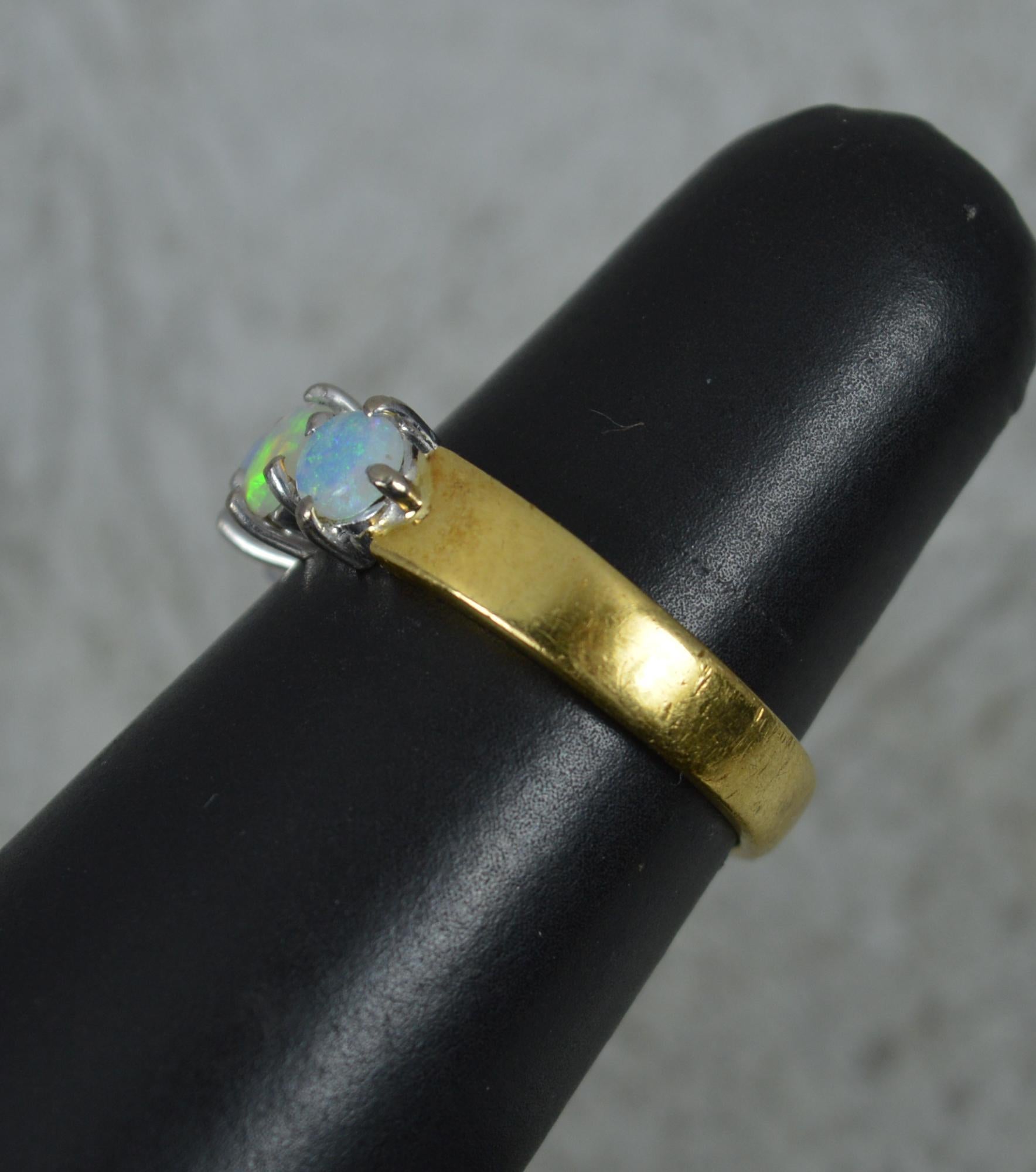 Solid 18 Carat Yellow Gold and Five Natural Opal Stack Band Ring For Sale 2