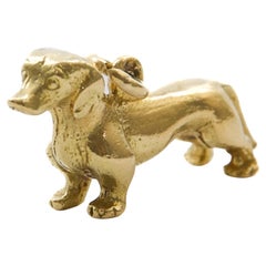 Solid 18 Karat Gold Dachshund Dog Pendant, 9.67 Grams