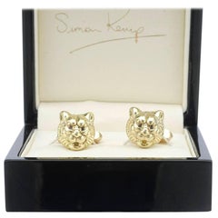 Solid 18 Karat Tiger Head Cufflinks