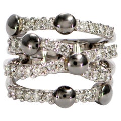 Solid 18 Karat White Gold and Genuine Diamond Criss Cross Ring 10.7g