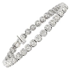 Solid 18 Karat White Gold Genuine Diamond Tennis Bracelet 3.50 Carat