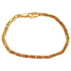 Solid 18 Karat Yellow Gold Byzantine Link Bracelet, 16.8gr