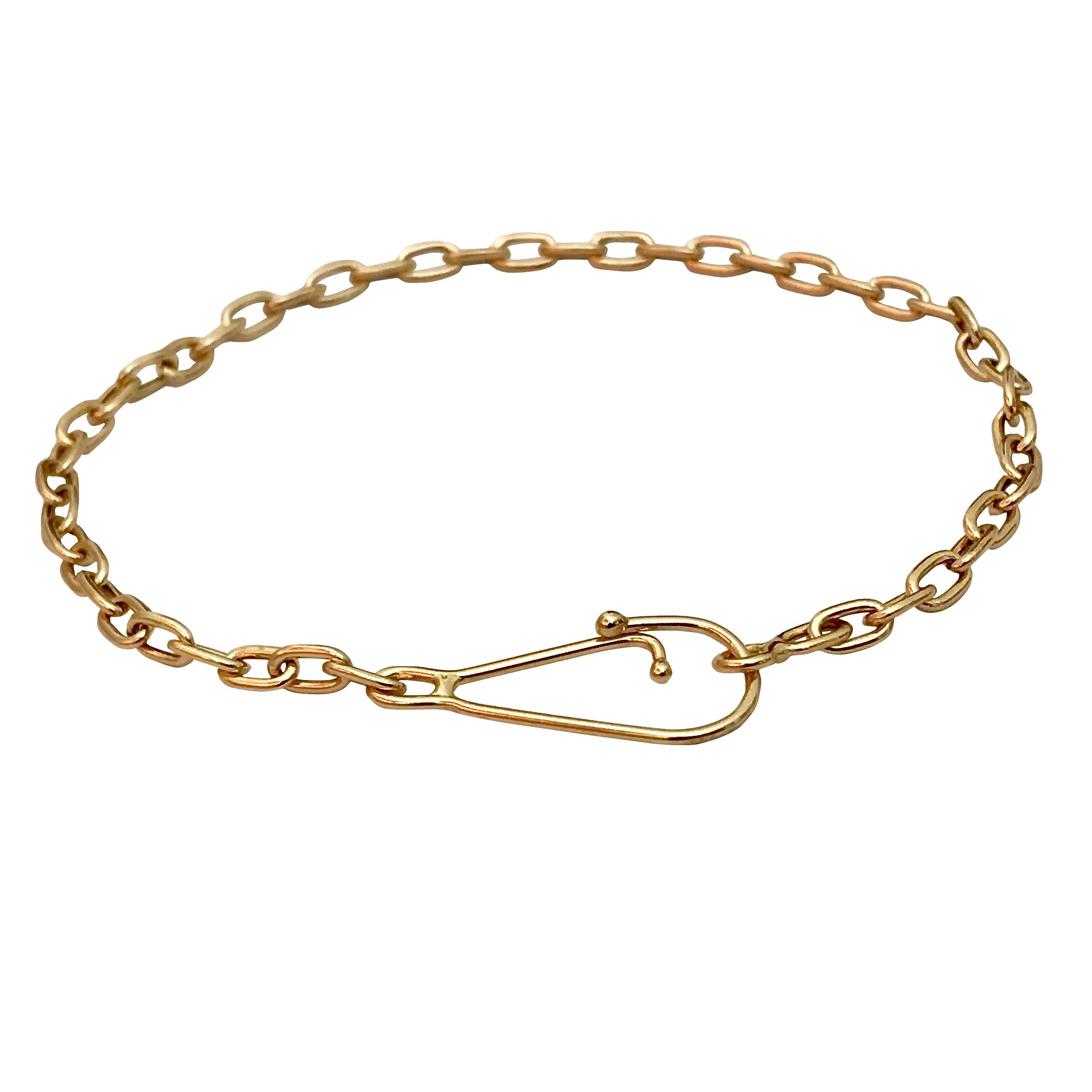 Solid 18 Karat Yellow Gold Chain Bracelet Bangle  For Sale
