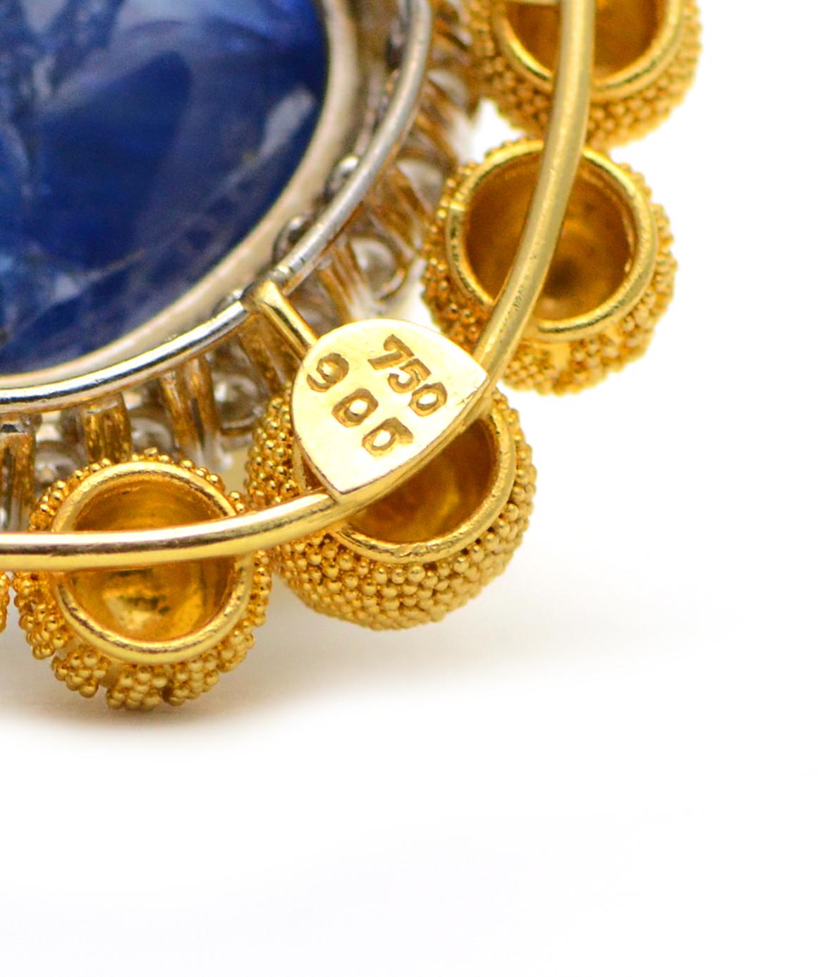 Women's or Men's Solid 18 Karat Gold, Genuine Diamond and Sapphire Beaded Pendant Necklace!