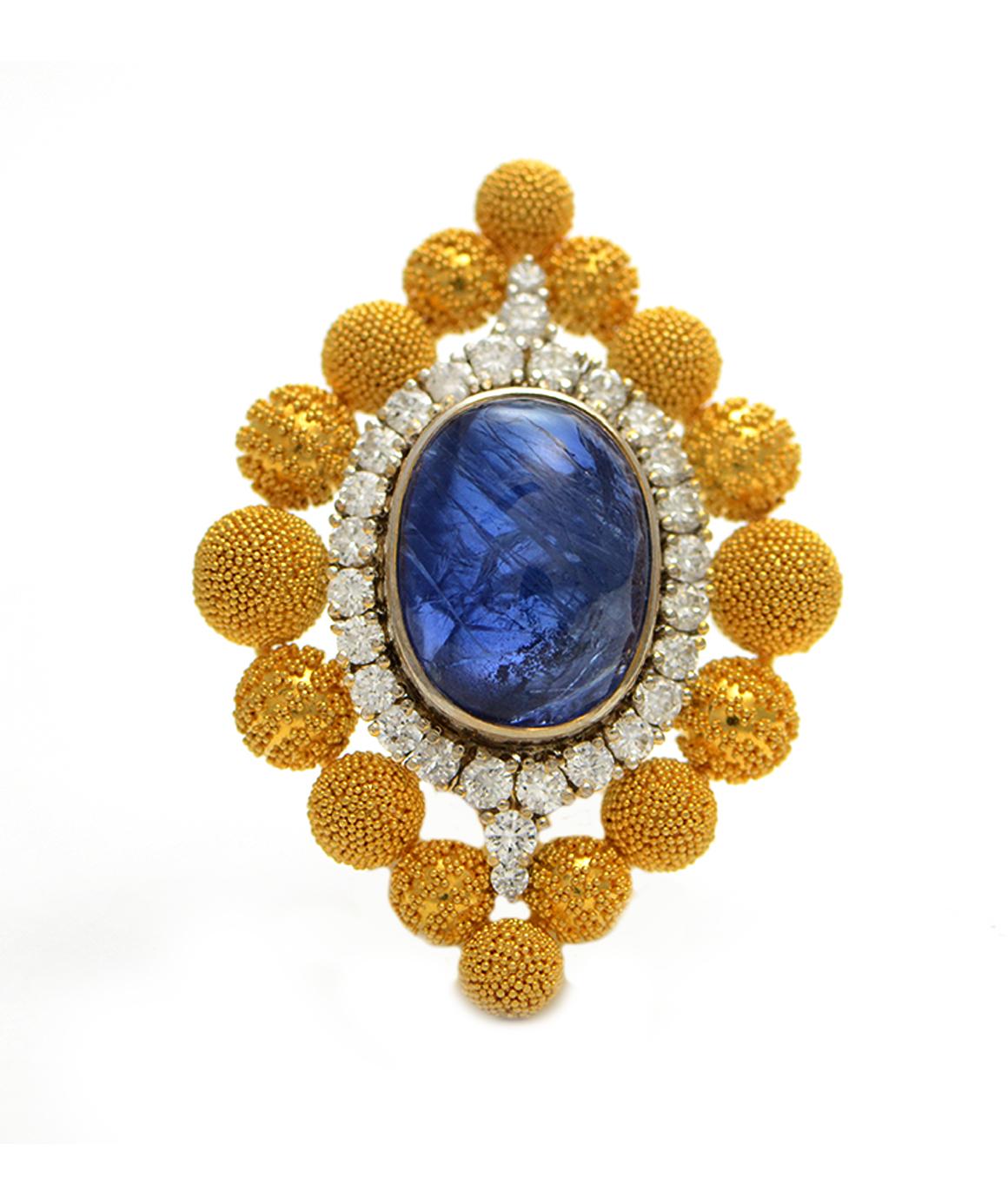 Solid 18 Karat Gold, Genuine Diamond and Sapphire Beaded Pendant Necklace! 2