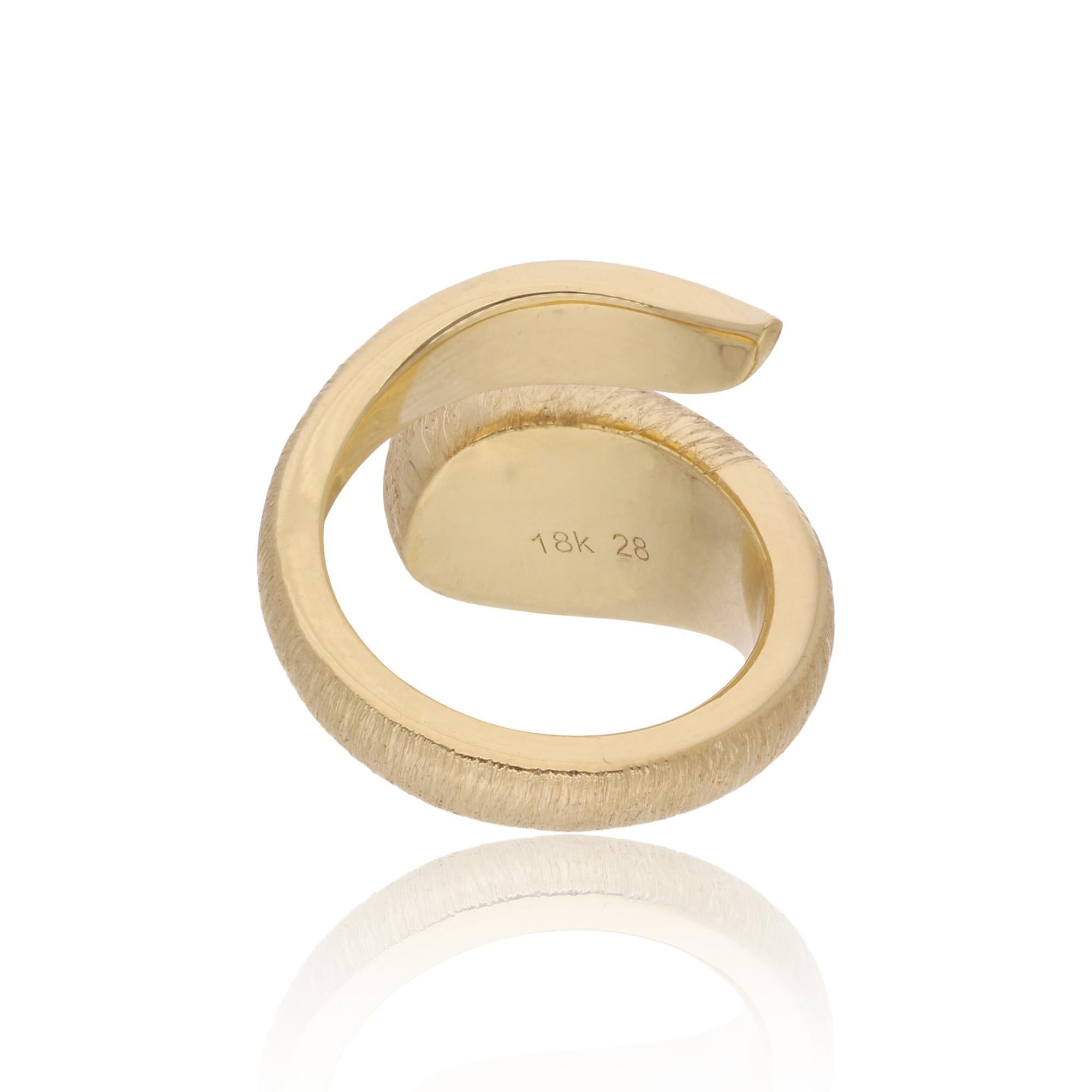 Modern Solid 18 Karat Yellow Gold Matte Finish Wrap Ring Handmade Fine Wedding Jewelry For Sale