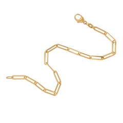 Solid-18 Karat Yellow Gold Paperclip 7" Long Bracelet