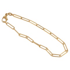 Solid-18 Karat Yellow Gold Paperclip 7" Long Bracelet