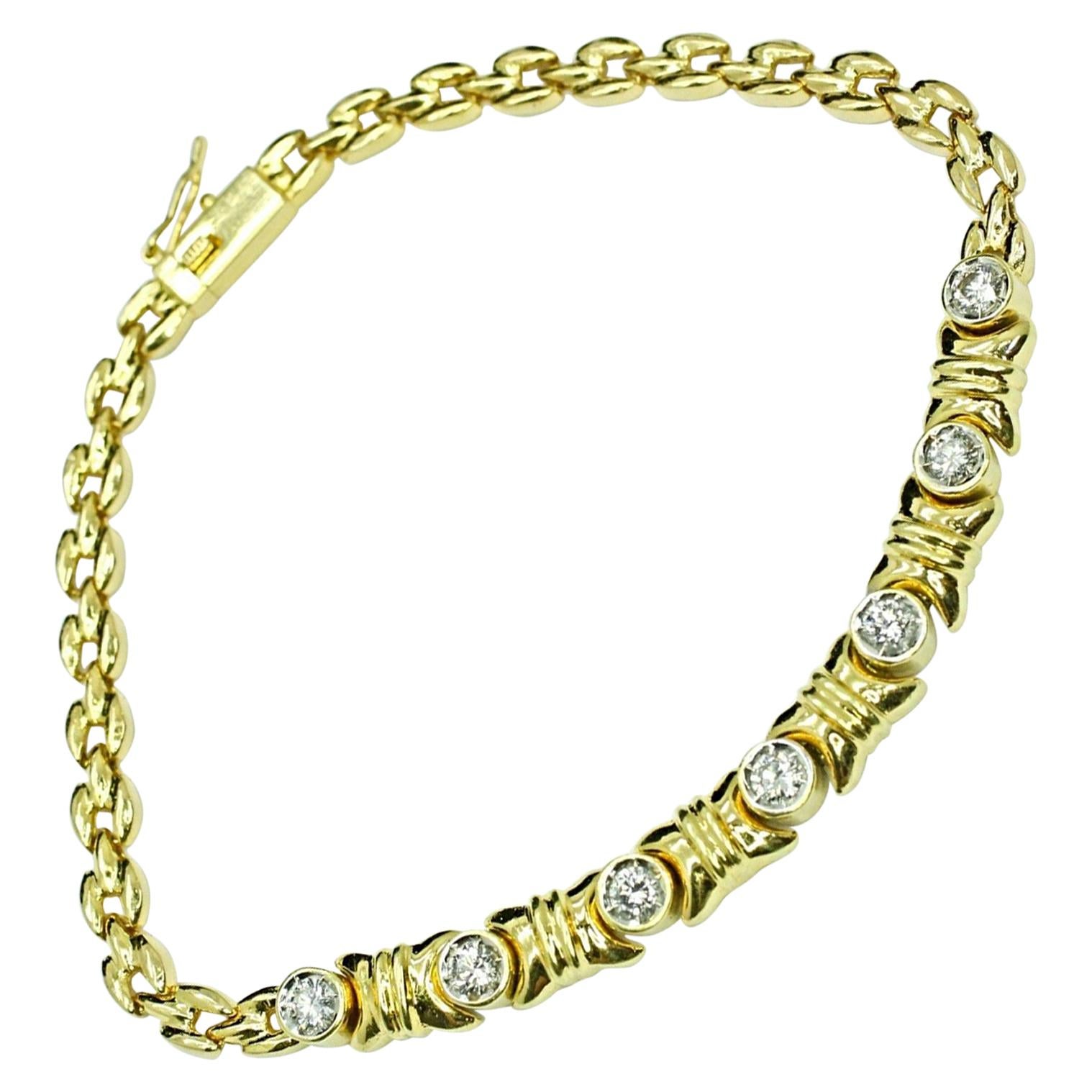 Pulsera Station de oro amarillo macizo de 18 quilates con diamantes de 0,50 quilates