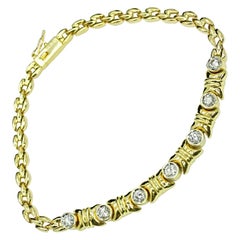 Solid 18 Karat Yellow Gold Station Bracelet with Diamonds 0.50 Carat
