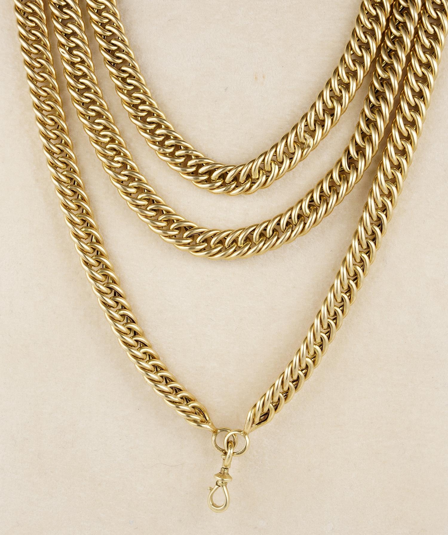 Solid 18 Karat Rare Extra Long Victorian Curb Necklace 3