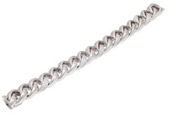 Solid 18 Kt White Gold 6 Ct Diamonds Pavé Set Chain Bracelet