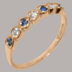 Solid 18ct Rose Gold Natural Diamond & Sapphire Eternity Ring, Customizable