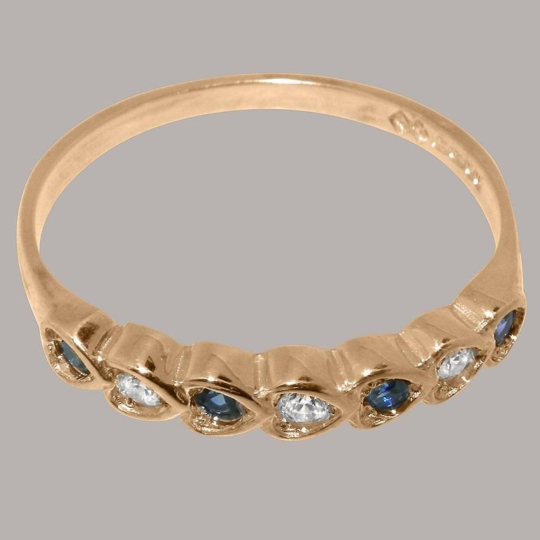 For Sale:  Solid 18ct Rose Gold Natural Diamond & Sapphire Eternity Ring, Customizable 6