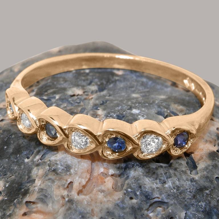 For Sale:  Solid 18ct Rose Gold Natural Diamond & Sapphire Eternity Ring, Customizable 7