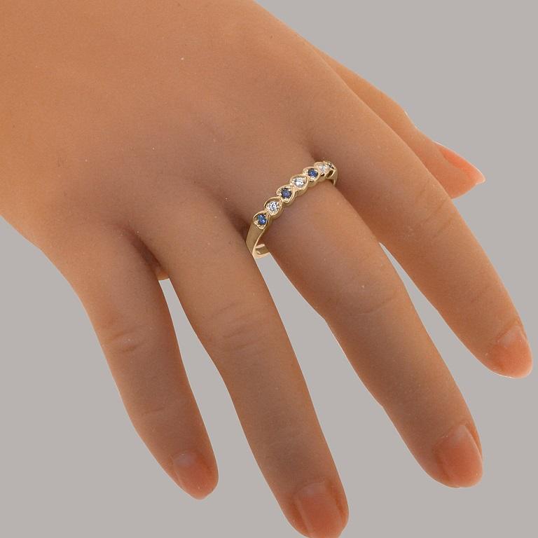 For Sale:  Solid 18ct Rose Gold Natural Diamond & Sapphire Eternity Ring, Customizable 8
