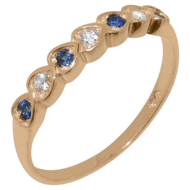 For Sale:  Solid 18ct Rose Gold Natural Diamond & Sapphire Eternity Ring, Customizable