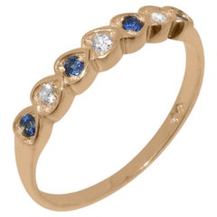 Solid 18ct Rose Gold Natural Diamond & Sapphire Eternity Ring, Customizable