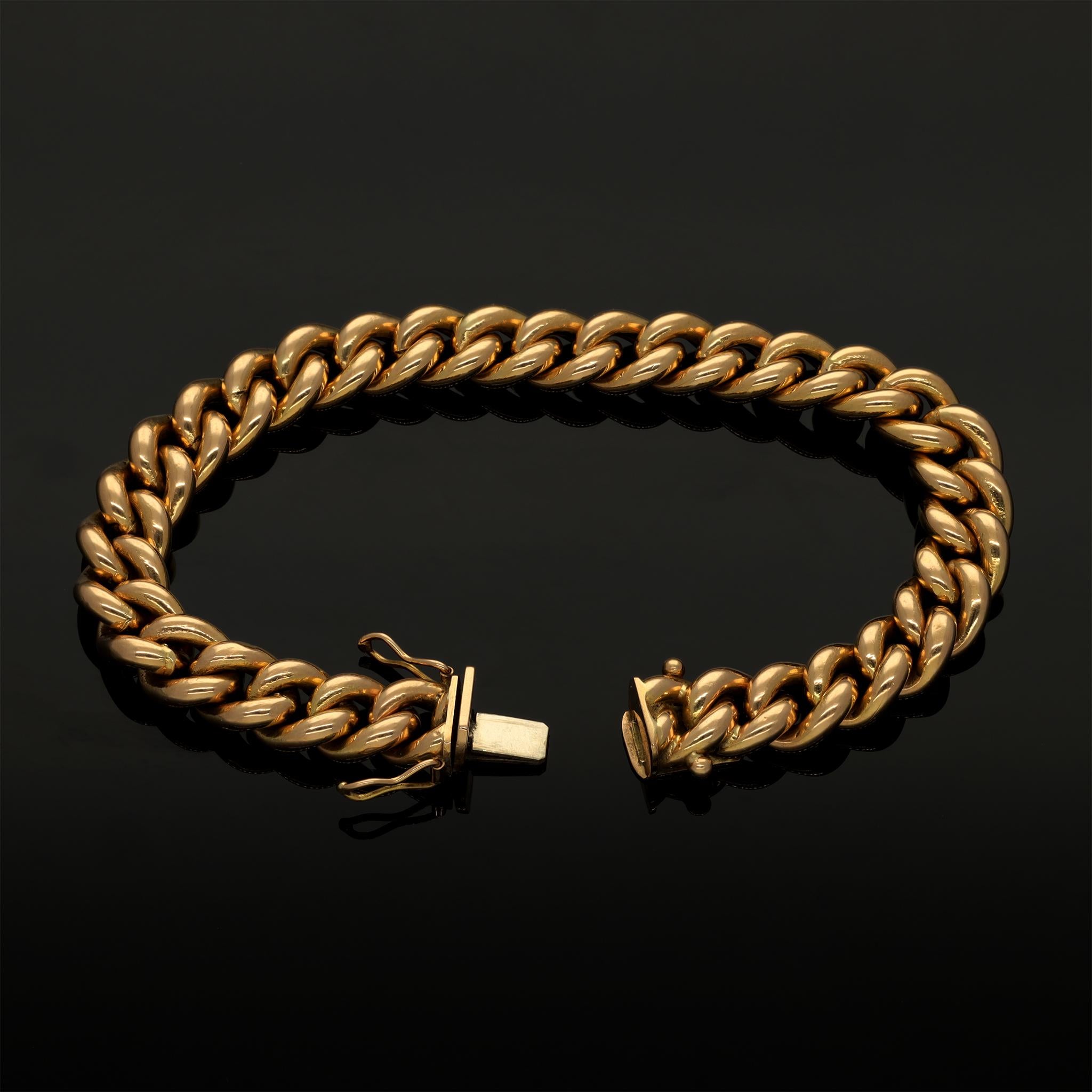 Armband aus massivem 18 Karat 750 Gelbgold Unisex mit geschwungener Kette, stapelbar im Zustand „Hervorragend“ in Rottedam, NL