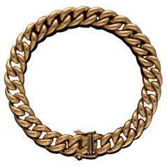 Solid 18k 750 Yellow Gold Unisex Curb Chain Bracelet, Stacking Thick Bracelet