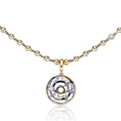 Solid 18k Gold and Platinum Ball Chain With Diamonds