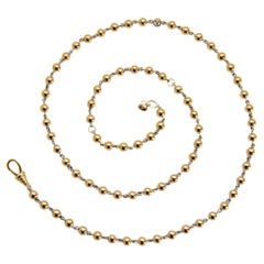 Solid 18k Gold and Platinum Ball Chain With Diamonds