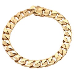 Solid 18k gold curb chain French bracelet, Vintage massiv gold bracelet, Vintage