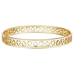 solid gold bangle Solid 18K Gold Heart Bangle