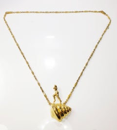 18k Gold Naked Woman climbing a staircase by Salvador Dalí Sculpture Necklace