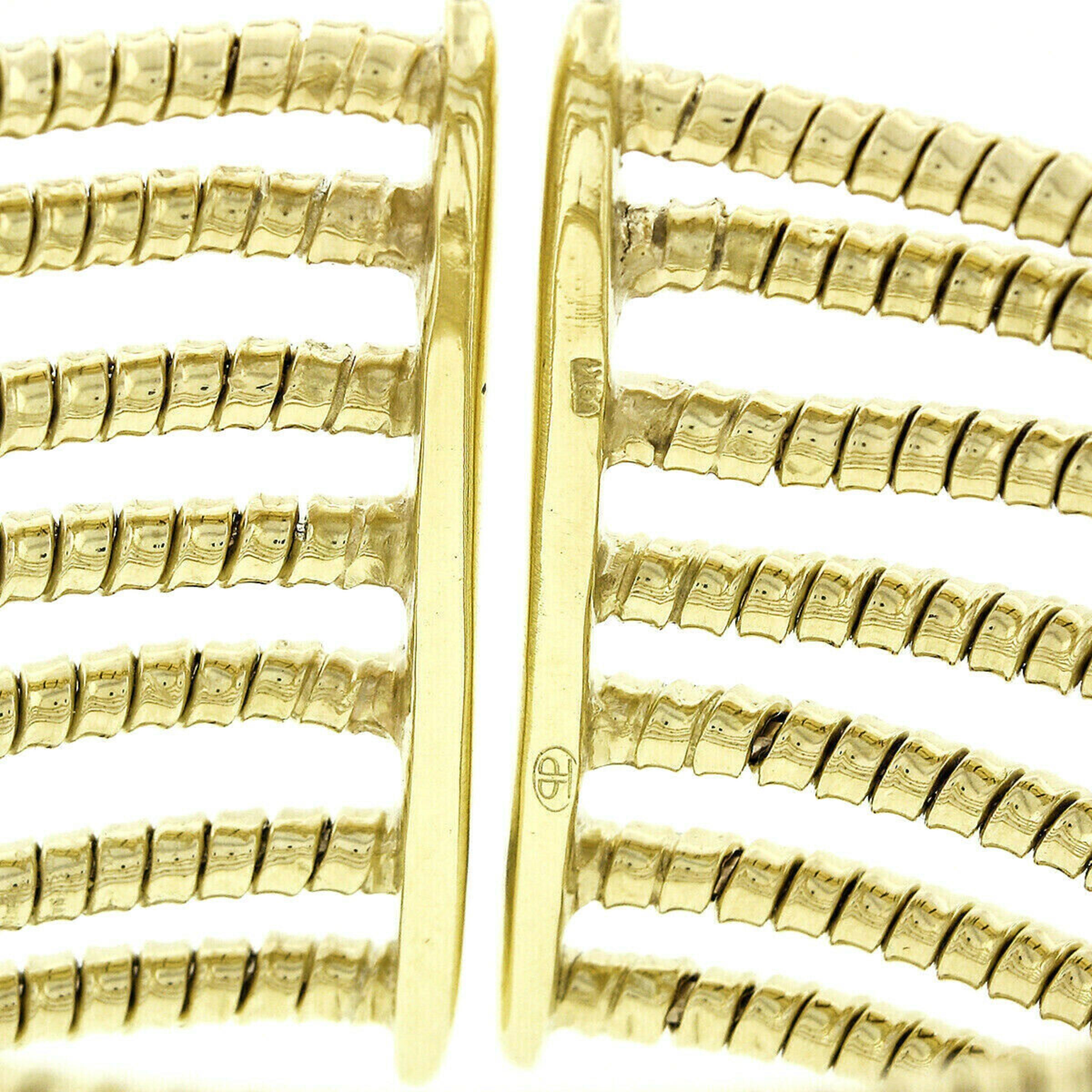 Women's Solid 18k Gold Pave Diamond Wide Cable Crossover Flexible Cuff Bracelet For Sale
