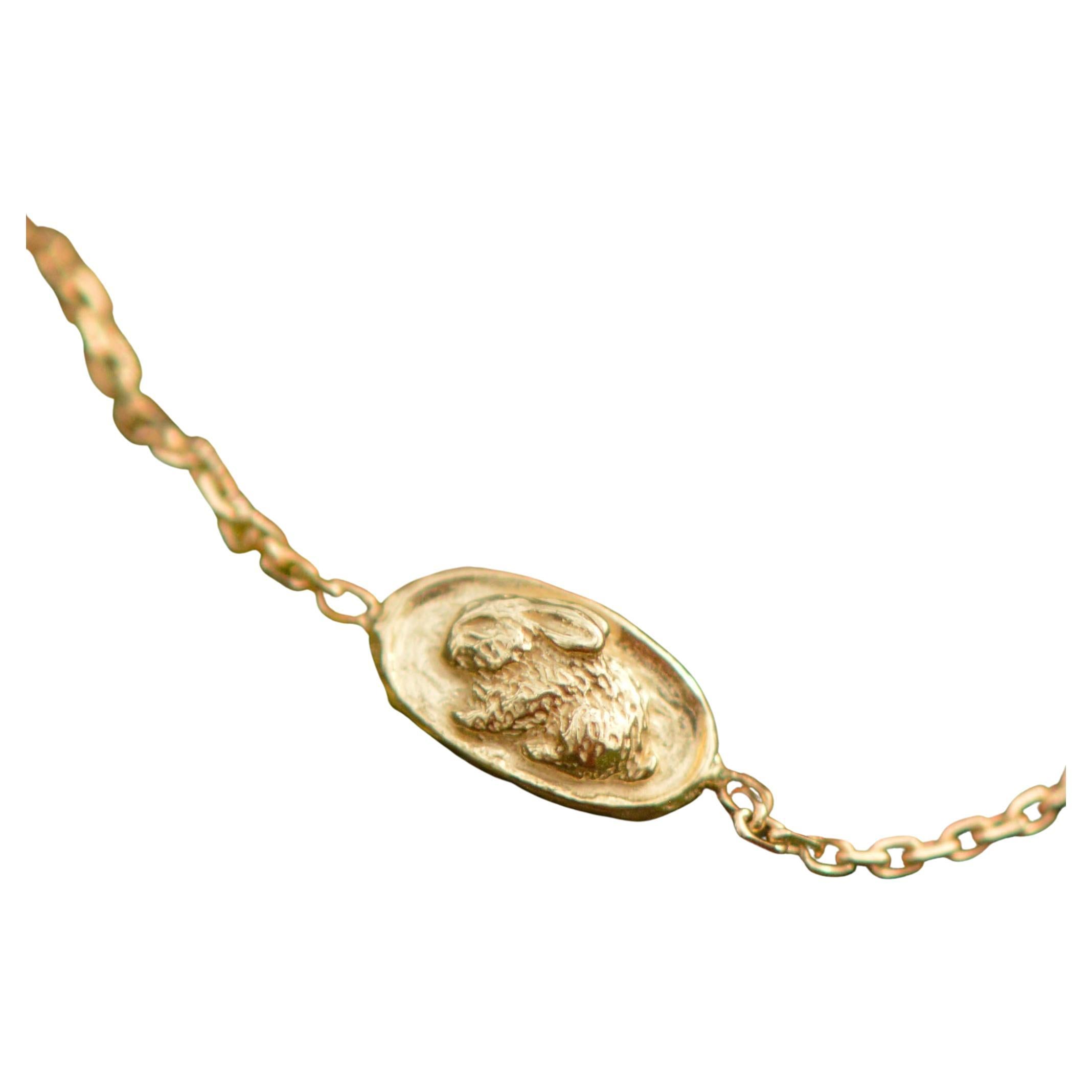 Solid 18k Gold Rabbit Bracelet by Lucy Stopes-Roe For Sale