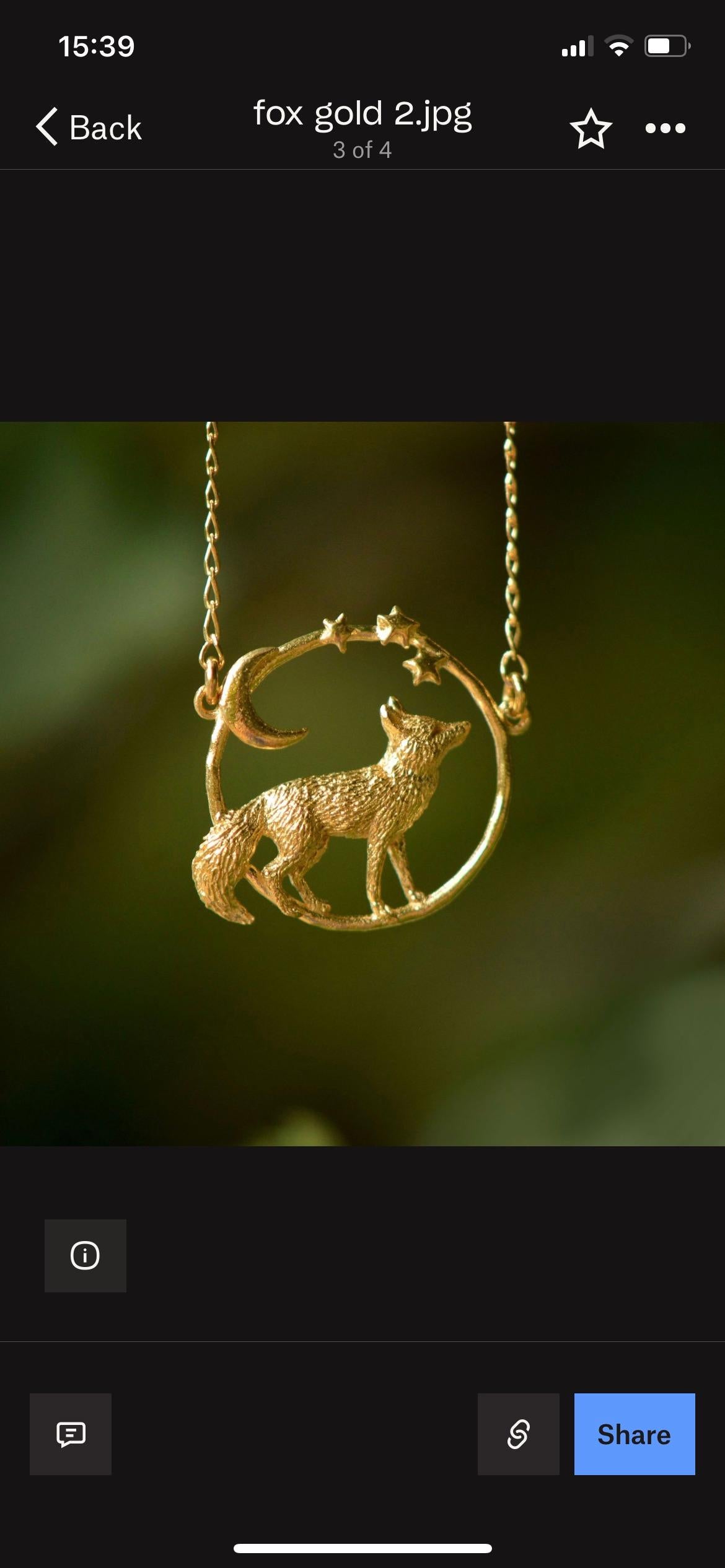 Solid 18k Gold Stargazing Fox Necklace by Lucy Stopes-Roe For Sale 4