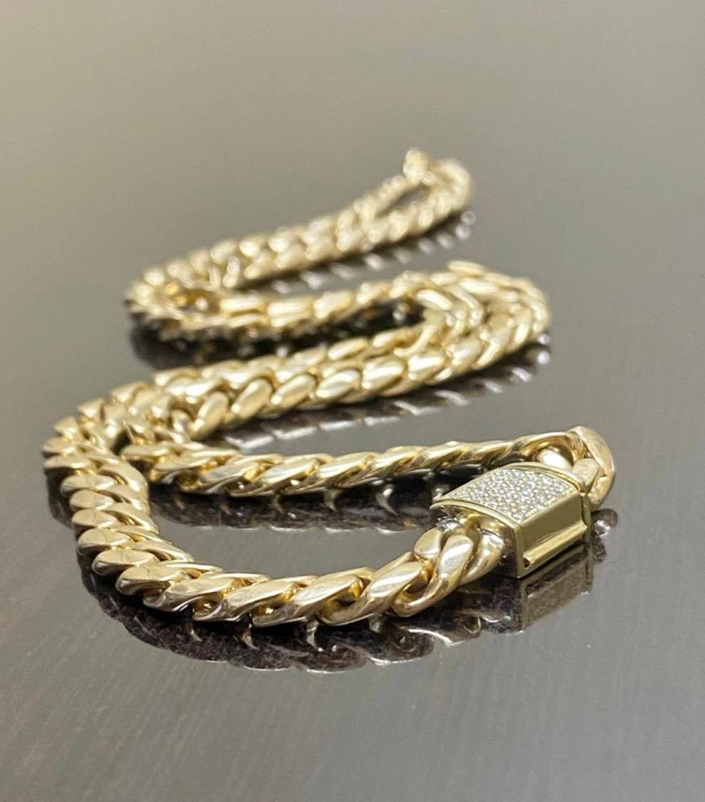 Solid 18K Gold Yellow Gold Diamond Miami Cuban Link Necklace For Sale 3