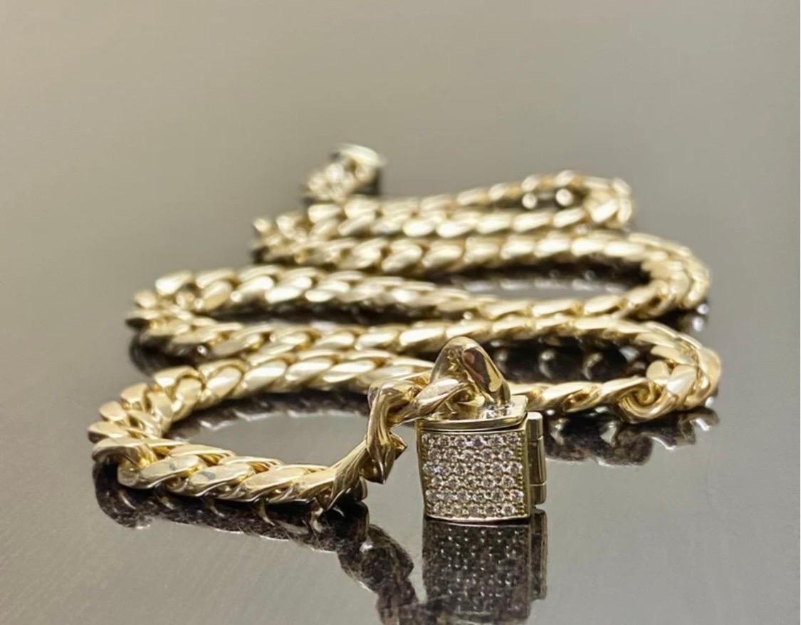Solid 18K Gold Yellow Gold Diamond Miami Cuban Link Necklace For Sale 5