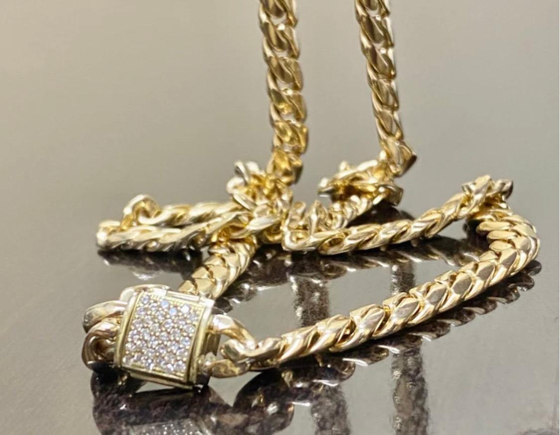 Solid 18K Gold Yellow Gold Diamond Miami Cuban Link Necklace For Sale 8
