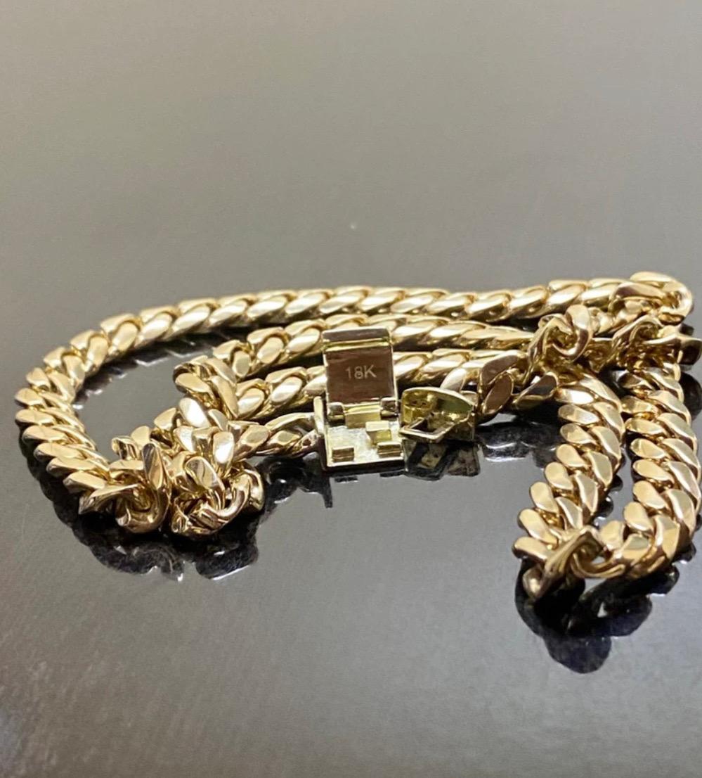 Solid 18K Gold Yellow Gold Diamond Miami Cuban Link Necklace For Sale 9