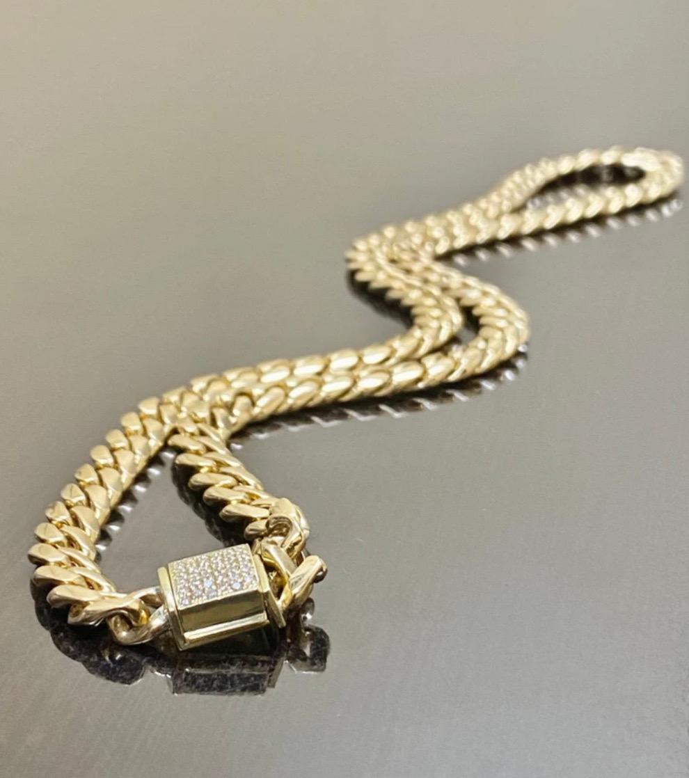 Solid 18K Gold Yellow Gold Diamond Miami Cuban Link Necklace For Sale 11