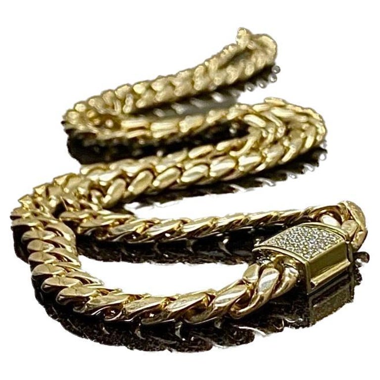 Solid 18K Gold Yellow Gold Diamond Miami Cuban Link Necklace For Sale at  1stDibs
