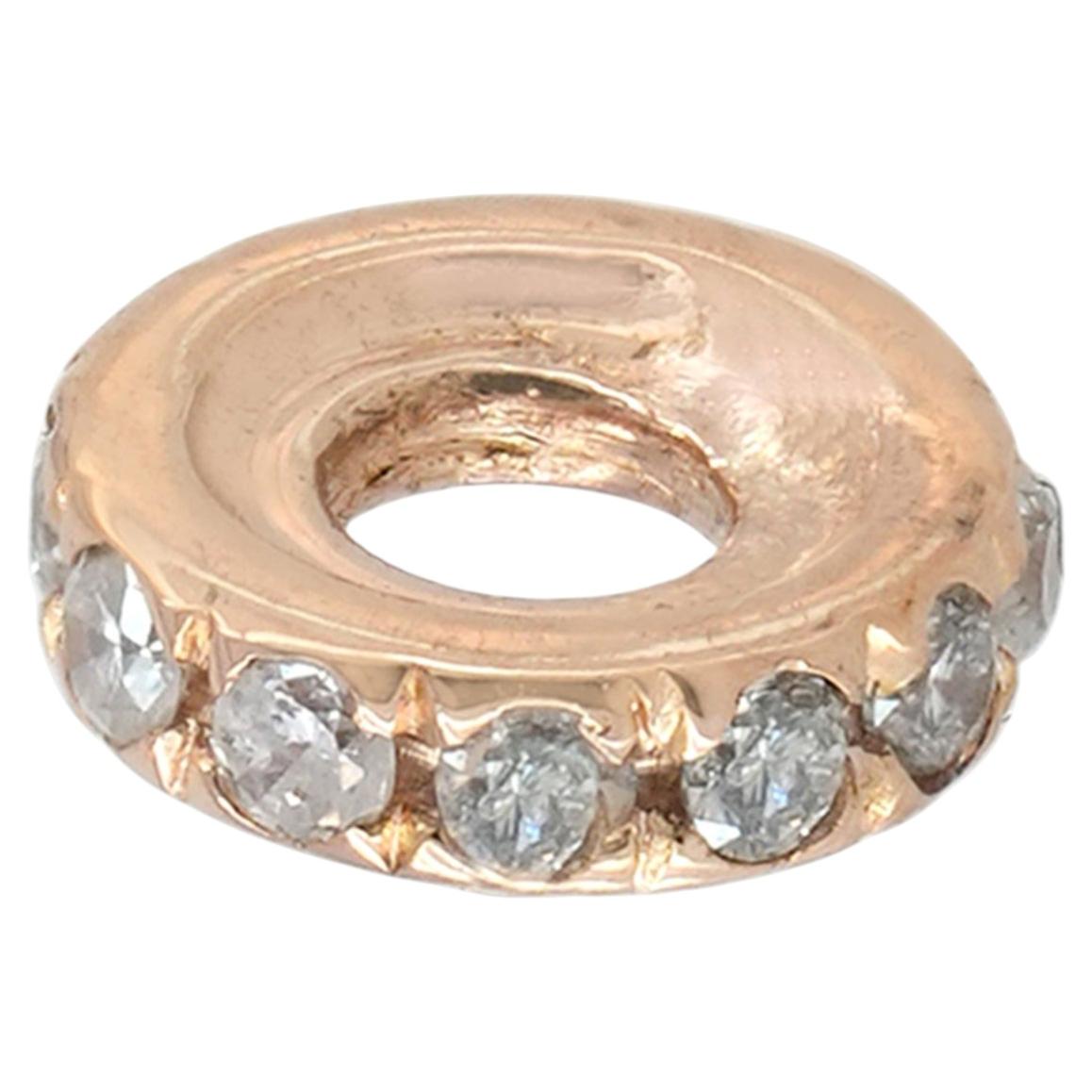 Solid 18K Rose Gold Round Finding Natural Diamond Fine Jewelry Connector For Sale